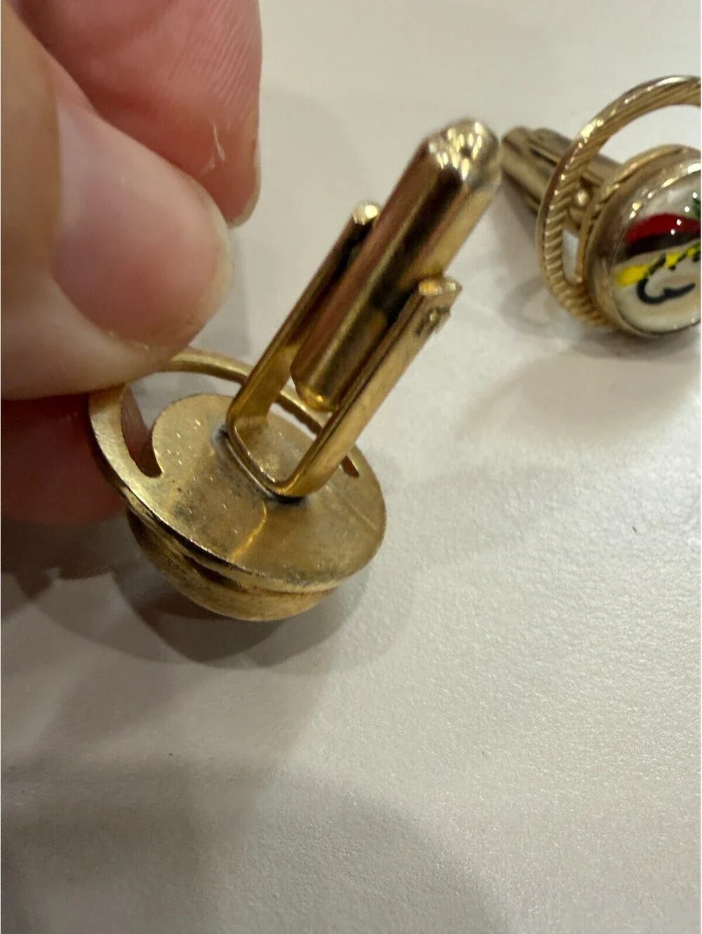 Jewelry Cuff Links Vintage Set Fishing Lure Design Themed Gold Colored Setting